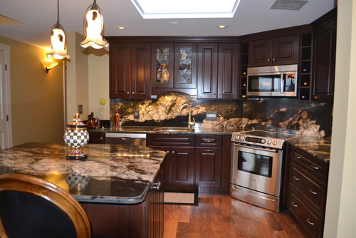 Titanium Granite Dark Cabinets Backsplash Ideas